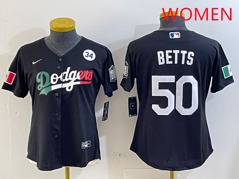 Women Los Angeles Dodgers #50 Betts Black Mexico Game 2025 Nike MLB Jersey style 4->philadelphia phillies->MLB Jersey